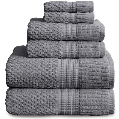 NY Loft 100% Cotton 6-Piece Bath Towel Set Grey
