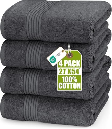 Utopia Towels 4 Pack Bath Towels Set, Grey