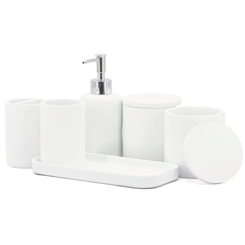 ZCCZ White Bathroom Accessories Set 6 Pieces organizer.