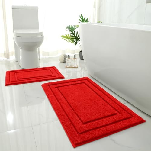 HOMEIDEAS Bathroom Rugs Sets 2 Piece, Super Soft Bath Mat