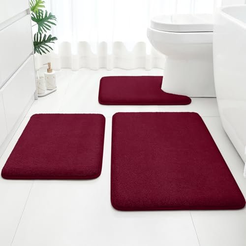 HOMEIDEAS Bathroom Rugs Sets 3 Piece, Absorbent Bath Mat
