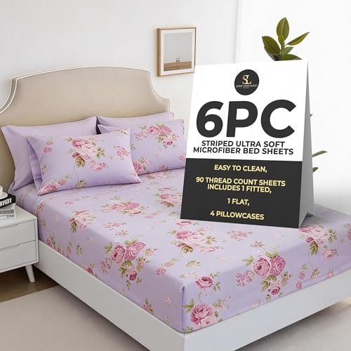Spirit Linen Home 6-Piece Soft Bed Sheet Set King...