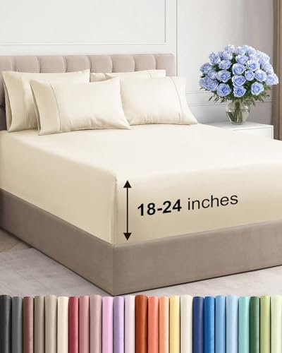 Extra Deep Queen Sheet Set - 6 Piece Breathable Cooling