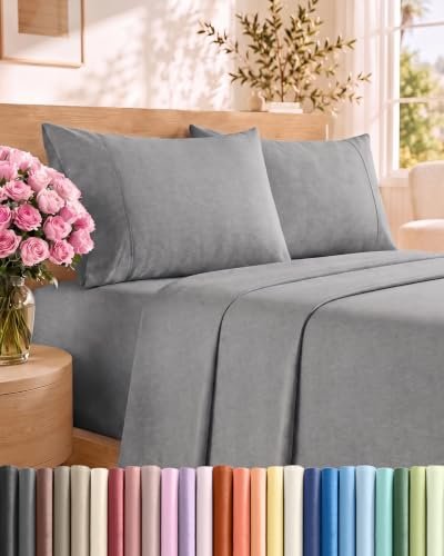 King Size 4 Piece Sheet Set - Breathable Heathered Grey