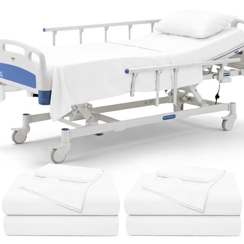 P Pothuiny 6 Piece Hospital Bed Sheet Set White