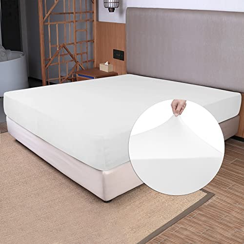 N&Y HOME Soft Stretch King Fitted Sheet Only, White
