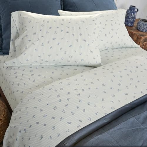 Rod's True Western Cattle Brands Queen Sheet Set Blue...