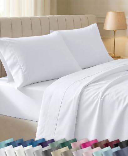 California Design Den Soft 100% Cotton Sateen Queen White...