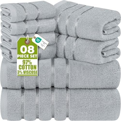 Utopia Towels 8 Piece Luxury Towel Set, Cool Grey