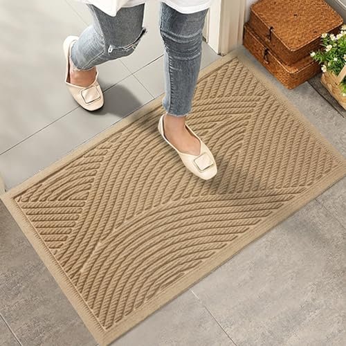 HIYARD Sturdy Front Door Mat, Absorbent Muddy Dirt Resist