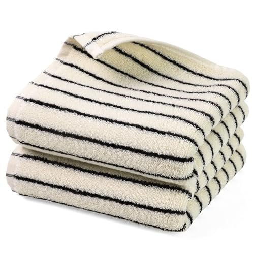 Black and White Striped Hand Towels for Bathroom Decor