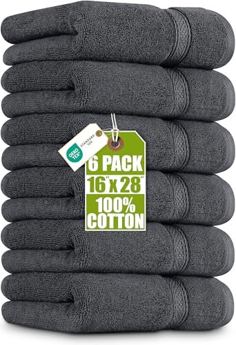 Utopia Towels 6 Pack Premium Hand Towels, Grey