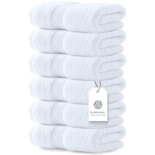 White Classic Luxury White Hand Towels - 100% Turkish Cotton