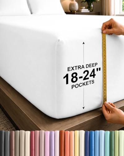 CGK Linens Extra Deep King Fitted Sheet Only White