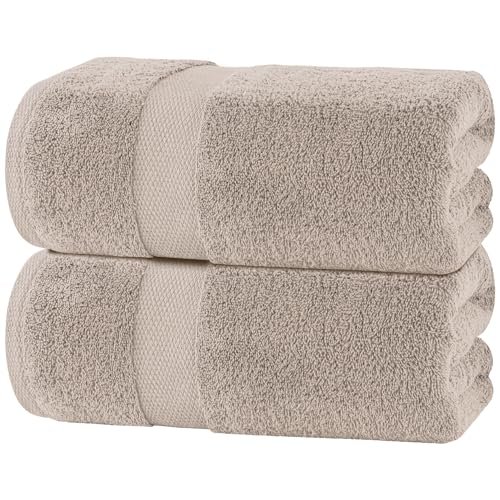 White Classic Luxury Soft Bath Sheet Towels, Taupe, 2 Pack