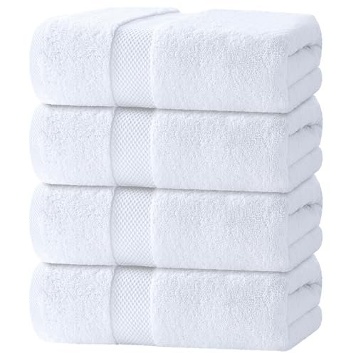 White Classic Luxury White Bath Towels - 4 Pack Cotton