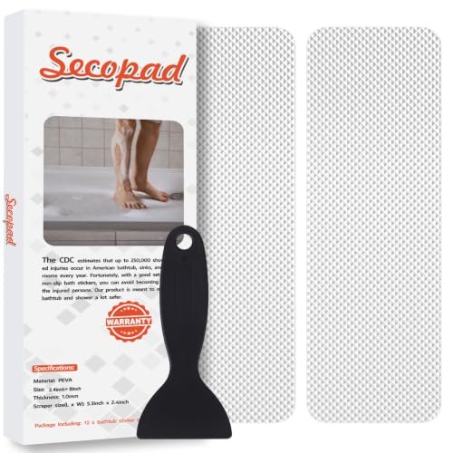 Secopad 12PCS Strip Non Slip Bathtub Stickers, Clear