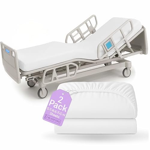 BLISSFORD 2 Pack Fitted Hospital Bed Sheets for Home