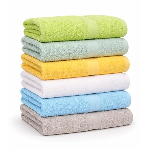 Groko Textiles Cotton Towels, 6 Pack, Assorted Pastel Mix.