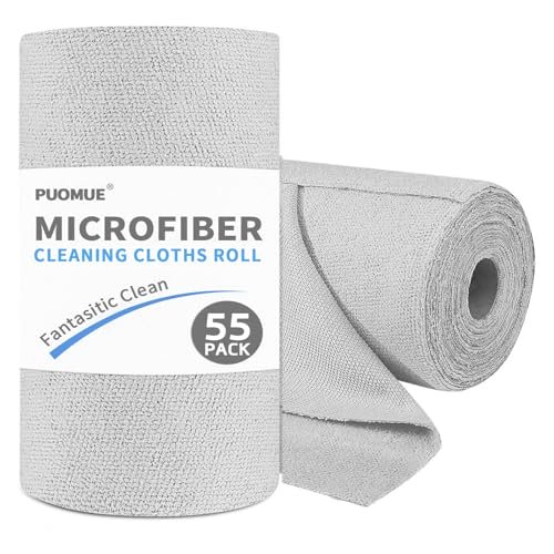 Puomue 55 Pack Microfiber Cleaning Cloth Roll, tear away.
