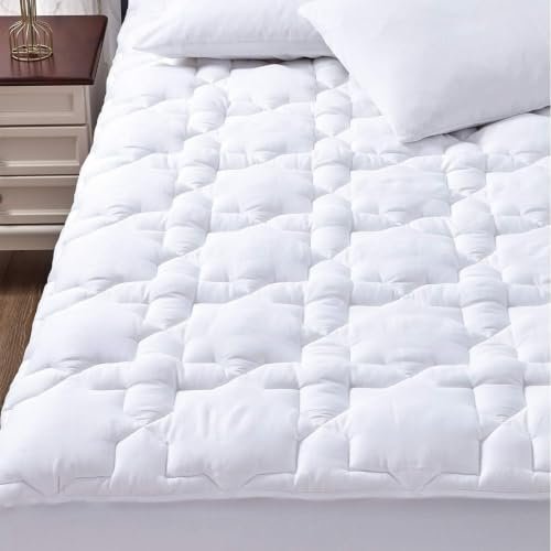 CozyLux Queen Mattress Pad, Cotton Top, 450 GSM fill.