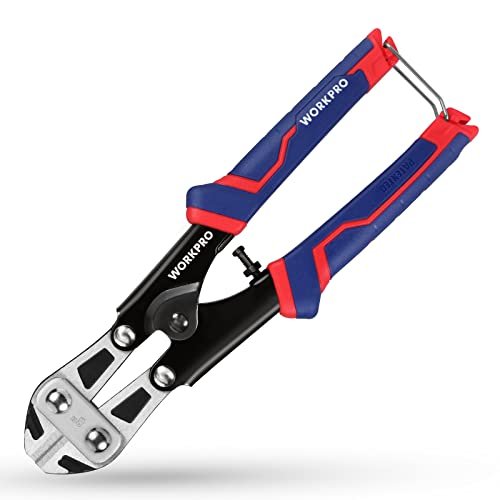 WORKPRO Mini Bolt Cutter 8-inch, Spring Loaded heavy duty...