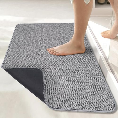 Bath Mat,Ultra Thin Bathroom Rugs,Rubber Bath Mats, Non-Slip