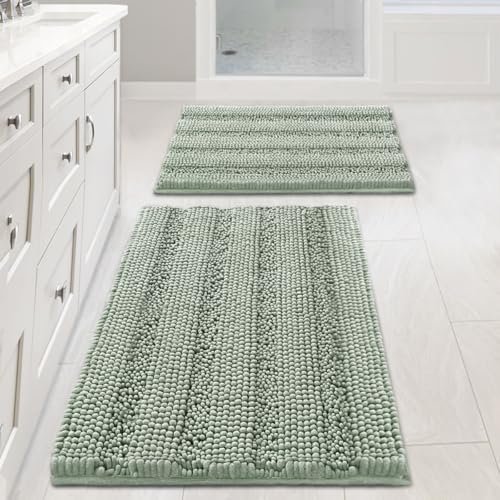 H.VERSAILTEX Sage Bathroom Rugs, Bath Mat Set of 2
