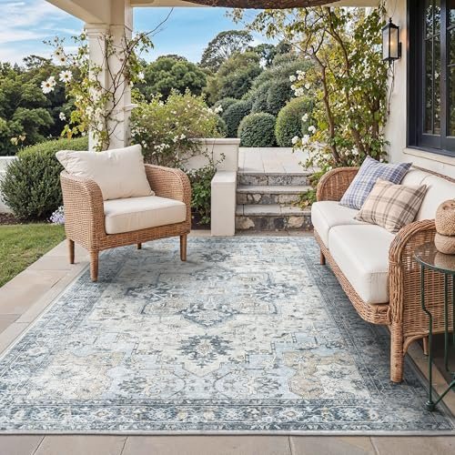 GENIMO 5x8 Outdoor Rug, Washable for Patio and Deck.
