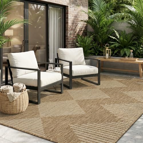 MontVoo-Outdoor Rug Carpet Patio Rug 5x7 ft Neutral Boho...