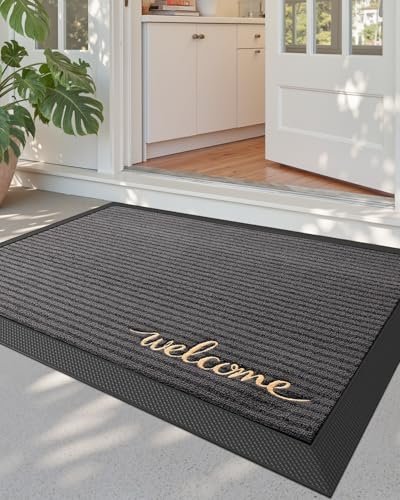 DEXI Front Door Mat Outside Entrance 24x36 Welcome Rubber