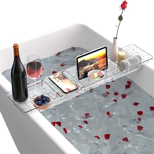 Expandable Bathtub Trays for Tub,Acrylic Bath Shelf Over...