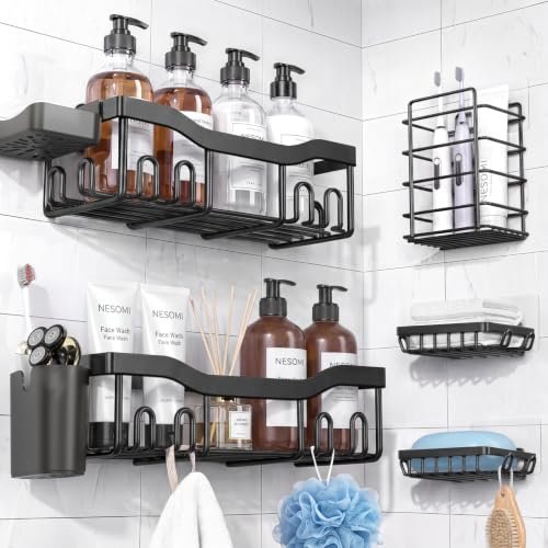 NESOMI 7-Pack Shower Caddy Adhesive,Stainless Steel Shower...