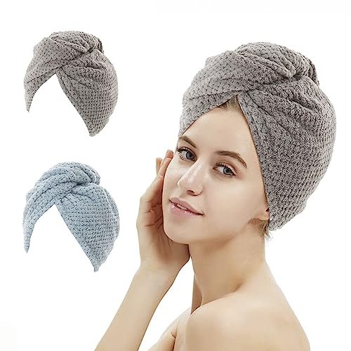 M-bestl 2 Pack Absorbent Microfiber Hair Towel Wrap