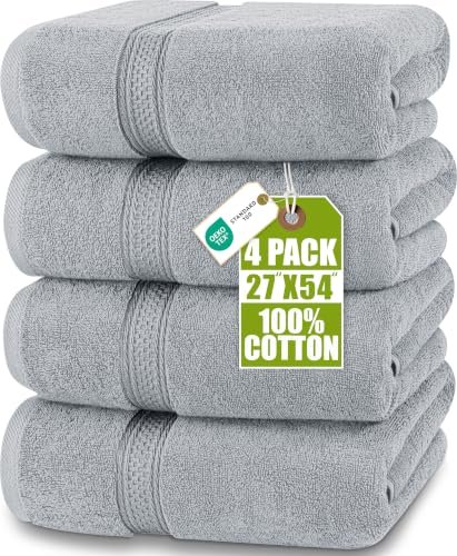 Utopia Towels 4 Pack Premium Bath Towels Cool Grey.