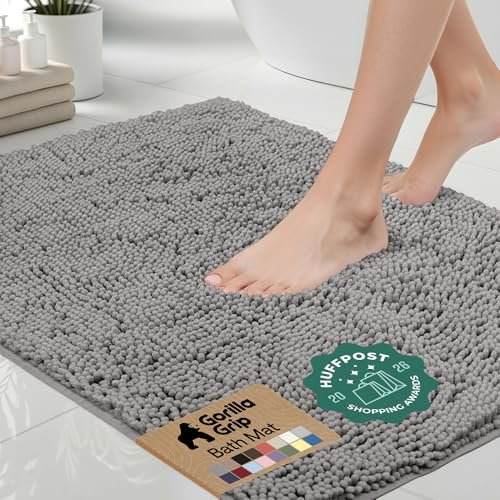 GORILLA GRIP Bath Rug Mat for Bathroom, Absorbent Chenille...