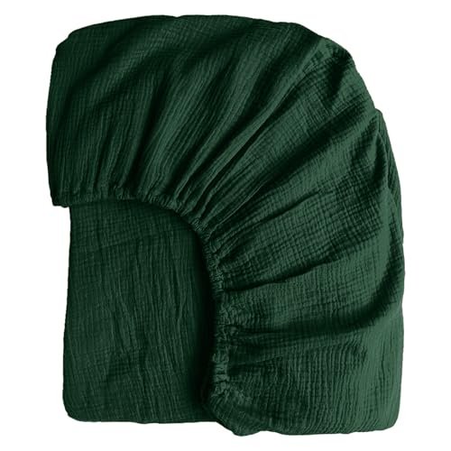 100% Muslin Cotton Emerald Green Fitted Sheet King Deep...
