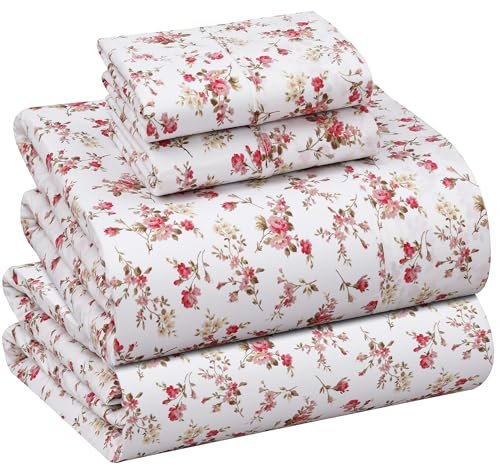 RUVANTI 100% Cotton Queen Sheets, Percale Queen Sheet Set,...