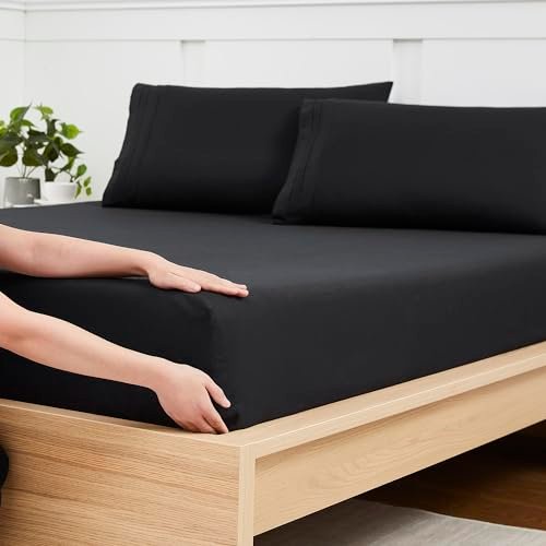 King Size Fitted Sheet Only with Full Elastic, Breathable...
