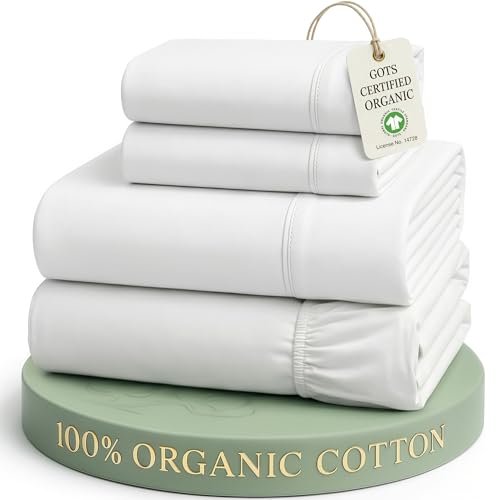 LANE LINEN Queen Sheets 100% Organic Cotton Percale Cooling...