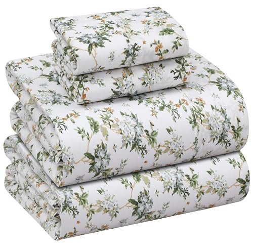 RUVANTI 100% Cotton Queen Sheets, Percale Queen Sheet Set,...