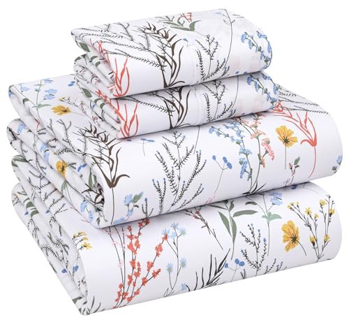 RUVANTI 100% Cotton Queen Sheets, Percale Queen Sheet Set,...