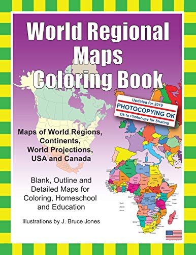 World Regional Maps Coloring Book: Maps of Continents and...