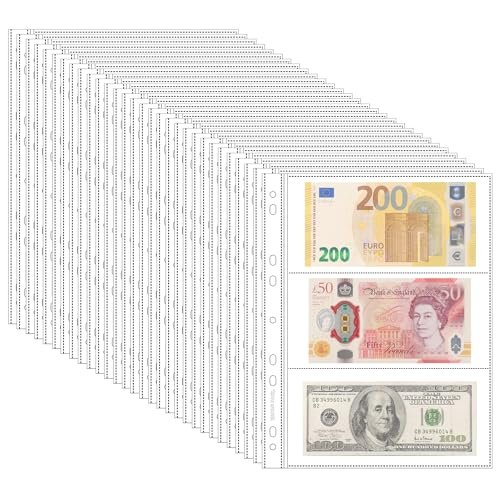 50 Sheets Currency Sleeves for Paper Money Collection