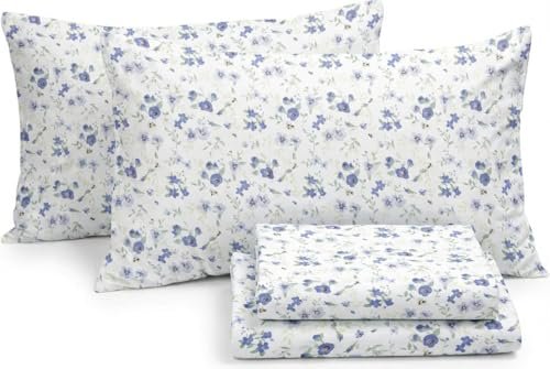 Linen Market 3 Piece Twin Sheets (Light Blue Floral)