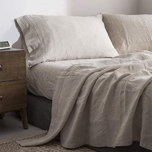 Simple&Opulence 100% French Linen Sheet Set King Natural...