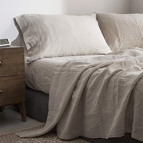 Simple&Opulence 100% French Linen Sheet Set Queen...