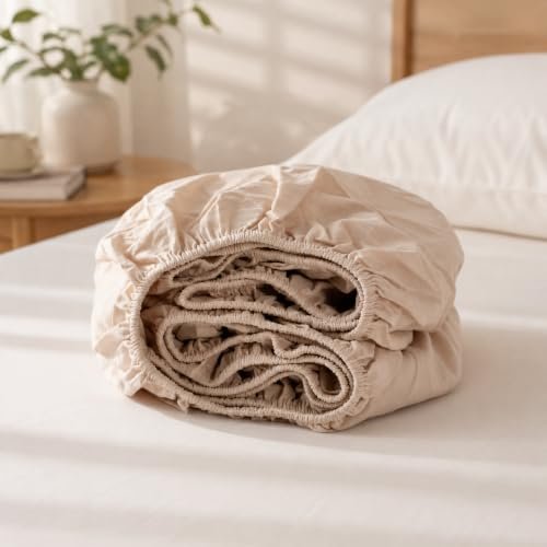 Simple&Opulence Linen Fitted Sheet (1 Piece) - Deep pocket...