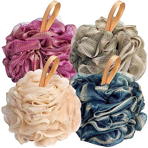 Fishent Loofah Bath Sponge Shower Loofahs, 4 Pack Scrubbers