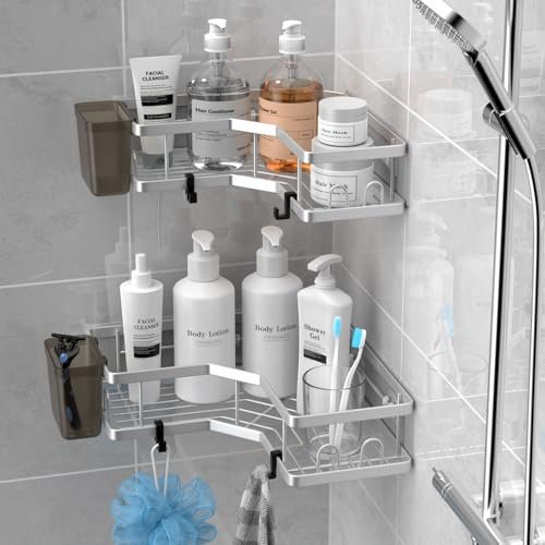 AKTECKE Corner Shower Caddy Shelf Rack: 2 Pack Stainless...